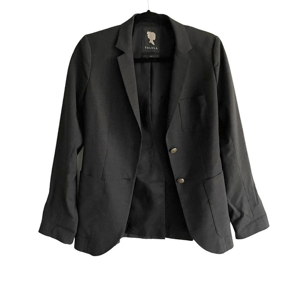 Aritzia Talula Wool Boyfriend Blazer Jacket Charcoal Grey 2 - Picture 4 of 7